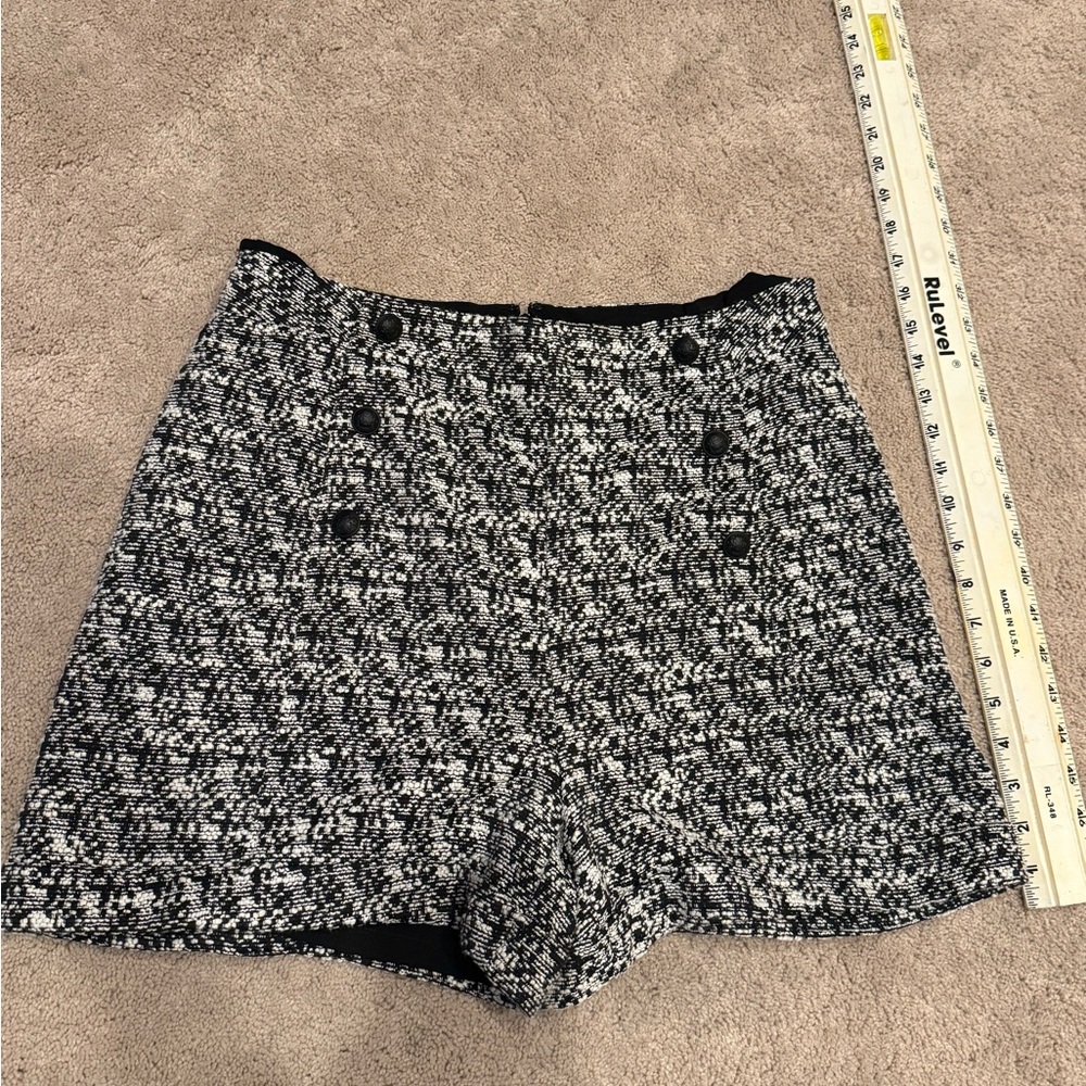 Express High Waist Black and White Patterned Shorts